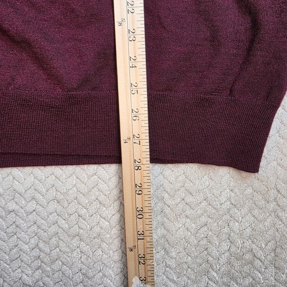 Polo Ralph Lauren XXL Burgundy Washable Merino Wool V-Neck Sweater Mens Classic‎